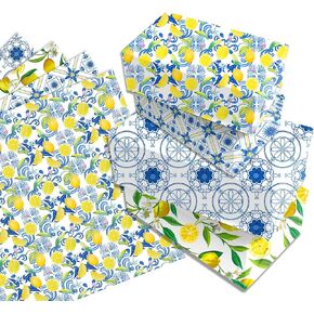 LITTKEEF CLIAET TILES LEMONS WRAPP PAPER SET - 12 SHOETS TILES LEMONS GIP GIPT PAPER 4 DESIGN TILES LEMONS WRAPP PARPOR FOR TILES LEMONS Party Party 20 'x 27' '