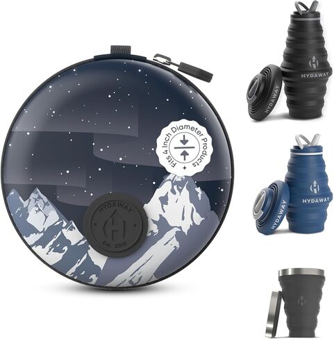 HYDAWAY Collapsible Water Bottle Travel Case - Store & Protect Bottles, Bowls & Folding Cups I Travel, Camping, Hiking & Festival Essentials, TSA Mini Accessory Bag for Air Travel with Carabiner Clip in Kuwait