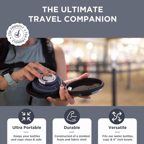 HYDAWAY Collapsible Water Bottle Travel Case - Store & Protect Bottles, Bowls & Folding Cups I Travel, Camping, Hiking & Festival Essentials, TSA Mini Accessory Bag for Air Travel with Carabiner Clip in Kuwait