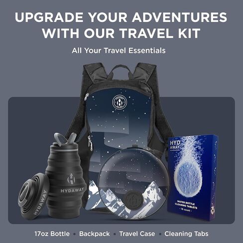 HYDAWAY Collapsible Water Bottle Travel Case - Store & Protect Bottles, Bowls & Folding Cups I Travel, Camping, Hiking & Festival Essentials, TSA Mini Accessory Bag for Air Travel with Carabiner Clip in Kuwait