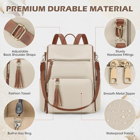 RAINSMORE Backpack Purse for Women Leather Travel Backpack Purse Waterproof Anti Theft Fashion Small Casual Daypacks Mini Backpack Purse Ladies Convertible Shoulder Bag Travel bag with Tassel, Black in Kuwait