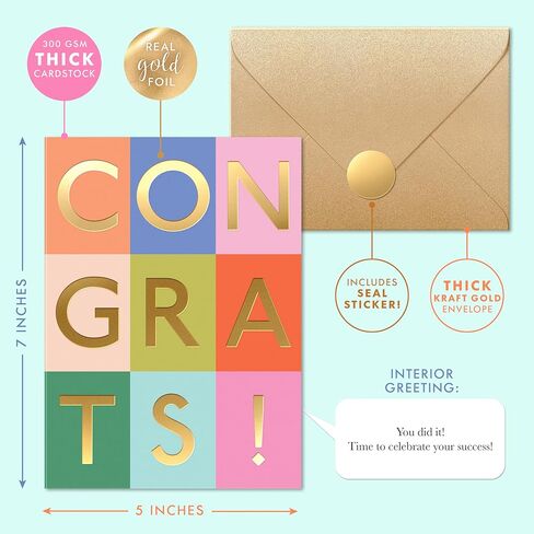 بطاقة تهنئة Sweetzer & Orange مع Gold Foil - بطاقة تحية متميزة 5 "X7" مع مظروف وختم - تصميم أنيق بطاقة سميكة للترويج والزفاف والتقاعد وأي احتفالات خاصة in Kuwait