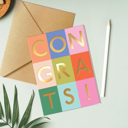بطاقة تهنئة Sweetzer & Orange مع Gold Foil - بطاقة تحية متميزة 5 "X7" مع مظروف وختم - تصميم أنيق بطاقة سميكة للترويج والزفاف والتقاعد وأي احتفالات خاصة in Kuwait