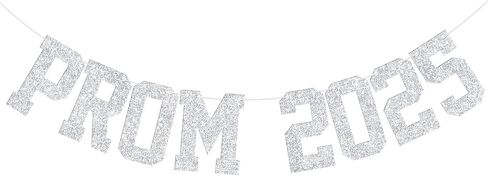 Prom 2025 Banner, Congrats Grad Decorations, Prom 2025 Party Decor, Senior High School College Graduation Party Decorations Silver Glitter in Saudi Arabia