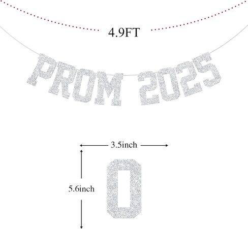 Prom 2025 Banner, Congrats Grad Decorations, Prom 2025 Party Decor, Senior High School College Graduation Party Decorations Silver Glitter in Saudi Arabia