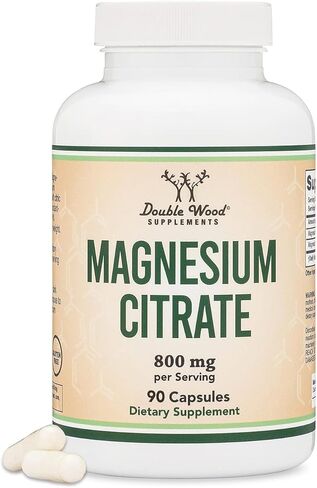 Magnesium Citrate Capsules 180 Capsules (Citrato de Magnesio) 800mg Servings, Vegan Safe, Manufactured in The USA by Double Wood Supplements in Saudi Arabia
