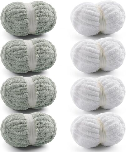 8 حزمة غزل مكتنزة للحياكة اليدوية - غزل تشنيل مكتنزة للكروشيه - خيوط رقيقة للكروشيه - خيوط جامبو للحياكة اليدوية 28.4 ياردة 7.7 أوقية لكل لفة (8 ، أرجوانية البنفسجي) in Kuwait