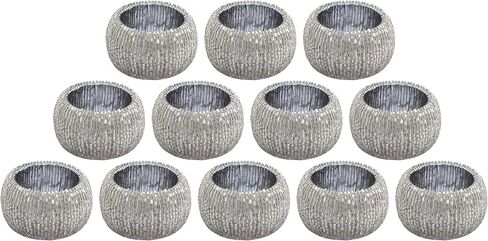 Teal Napkin Ring, Napkin Rings Set of 12, Beaded Napkin Holders, Fall Napkin Rings Bulk for Christmas Party Decoration, Dinning Table, Everyday, Family Gatherings - Set Your Table with Style - Teal in Saudi Arabia