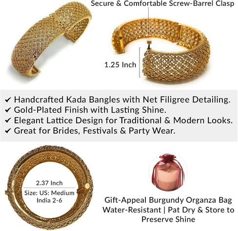 Duel On Jewel Indian Pakistani Bridal Party Wedding Gold and Silver Plated Kada Bangle Bracelet Set in Meenakari Enamel Polki Kundan Zircon Size US Medium India 2-6 Inner Diameter 2.37 Inch in Kuwait