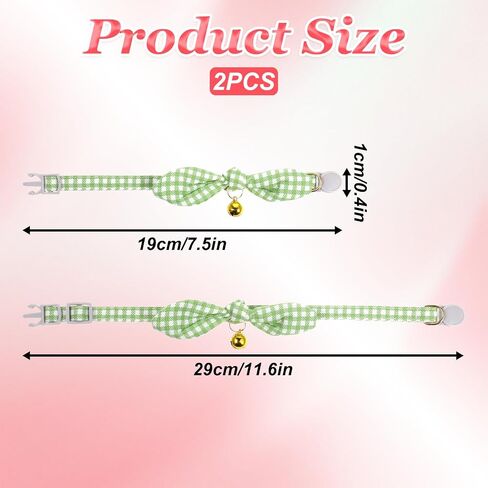 2PCS Cat Propaway مع أجراس ، طوق القطط القابل للتعديل مع القوس ، طوق القطط الوردي للفتاة والقطط الصبي in Kuwait