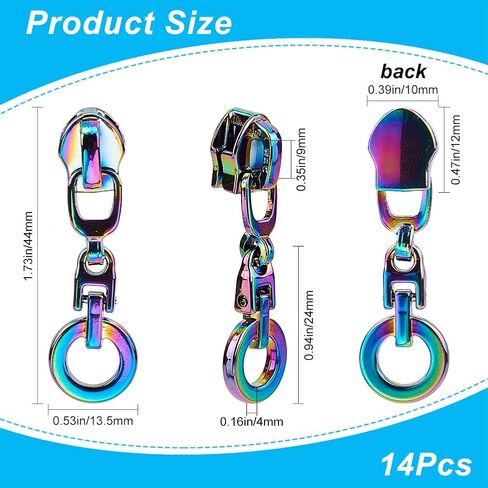 GORGECRAFT 1 Box 14Pcs Lightning Rainbow Zipper Pulls #5 Alloy Zipper Slider Coloful Zipper Head Replacement Metal Slider Pull Tab for Purse Handbag Making Craft Sewing DIY Tailor Luggages Bags in Saudi Arabia
