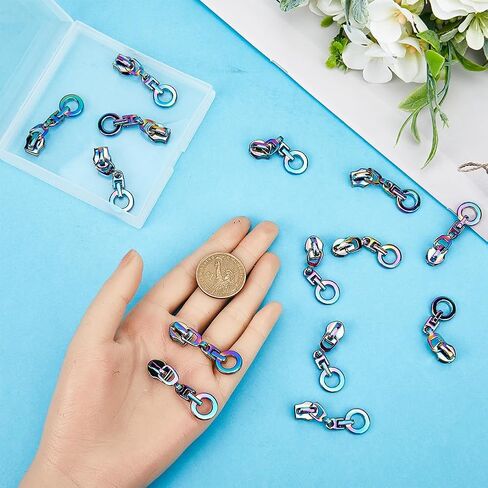 GORGECRAFT 1 Box 14Pcs Lightning Rainbow Zipper Pulls #5 Alloy Zipper Slider Coloful Zipper Head Replacement Metal Slider Pull Tab for Purse Handbag Making Craft Sewing DIY Tailor Luggages Bags in Saudi Arabia