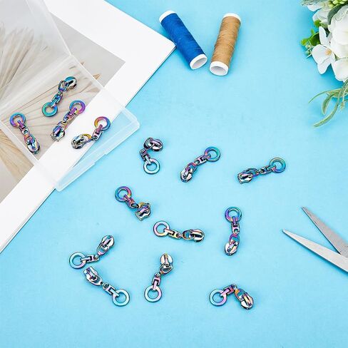 GORGECRAFT 1 Box 14Pcs Lightning Rainbow Zipper Pulls #5 Alloy Zipper Slider Coloful Zipper Head Replacement Metal Slider Pull Tab for Purse Handbag Making Craft Sewing DIY Tailor Luggages Bags in Saudi Arabia