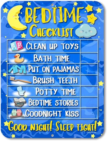 Honey Dew Gifts Daily Bedtime Routine Reward Chart for Kids and Autism, Tin Learning Calendar for Kids, Visual Teaching Tool, HDG-1028 in Kuwait