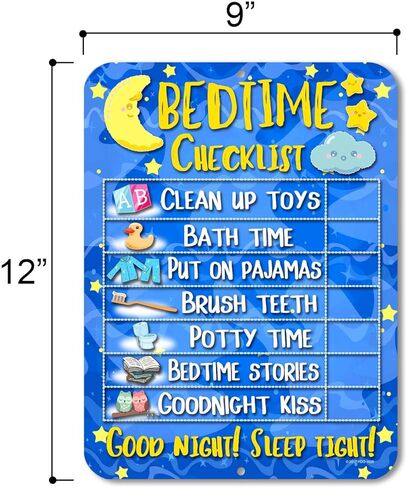 Honey Dew Gifts Daily Bedtime Routine Reward Chart for Kids and Autism, Tin Learning Calendar for Kids, Visual Teaching Tool, HDG-1028 in Kuwait