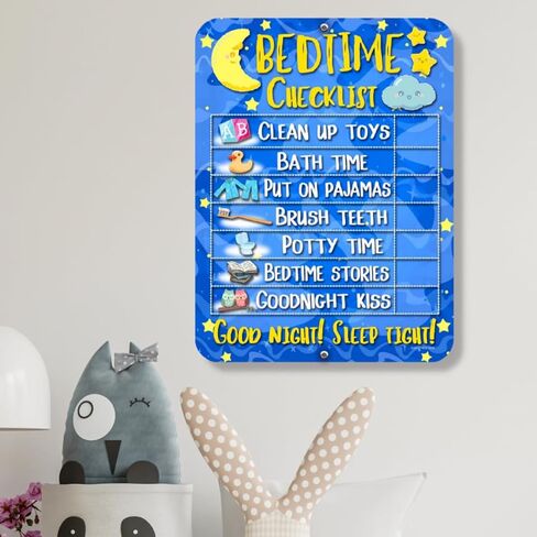 Honey Dew Gifts Daily Bedtime Routine Reward Chart for Kids and Autism, Tin Learning Calendar for Kids, Visual Teaching Tool, HDG-1028 in Kuwait