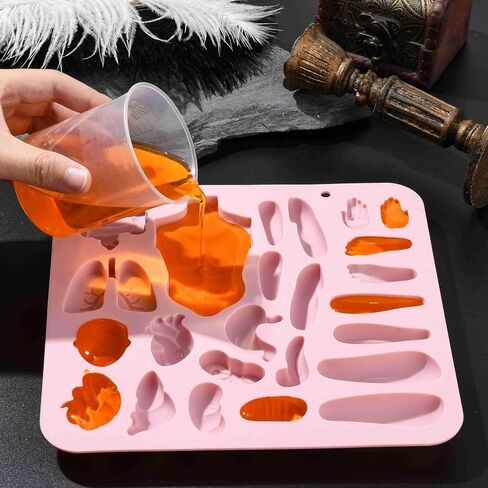 stiesy 2 pcs 6 تجويف جسم الإنسان موضوع قوالب السيليكون القابلة لإعادة الاستخدام 3D الجهاز السيليكون فندان كعكة القالب شكل القلب قوالب لخبز الصابون ديي الحلوى الشوكولاتة الإبداعية تدوير الهالوين ديكور الهالوين in Kuwait