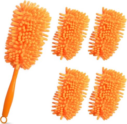 عبوة إعادة تعبئة منفضة قابلة لإعادة الاستخدام متوافقة مع مقبض منفضة الغبار، عبوات منافض شديدة التحمل 360 درجة، منفضة مروحة سقف من الألياف الدقيقة (2، المقبض البرتقالي غير متضمن) in Kuwait