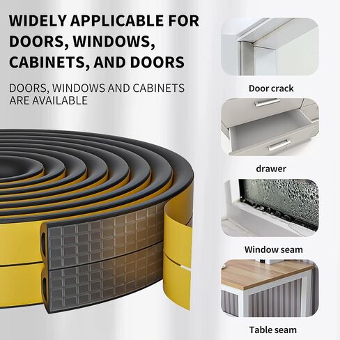 Weather Stripping Door Seal,D-Type Self Adhesive Foam Weather Stripping,Insulation Weatherproof and Soundproof weatherstrip,Collision Avoidance Rubber Seal Strip for Windows/Doors. (9mm*6mm*33Ft) in Saudi Arabia
