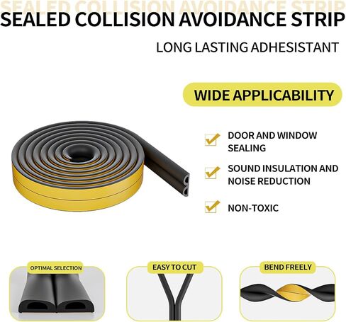 Weather Stripping Door Seal,D-Type Self Adhesive Foam Weather Stripping,Insulation Weatherproof and Soundproof weatherstrip,Collision Avoidance Rubber Seal Strip for Windows/Doors. (9mm*6mm*33Ft) in Saudi Arabia