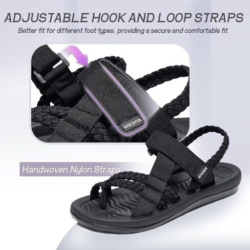 MEGNYA Hiking Sandals for Womens, Comfortable Walking Flip Flop Sandals with Arch Support, Athletic Sandals with Hook and Loop Straps for Beach Vacation Adventure in Kuwait