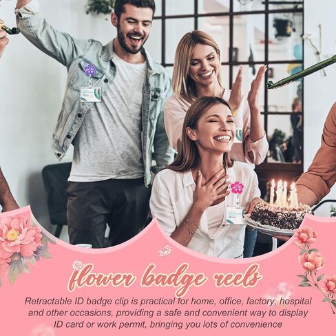 12 PCS شارة الربيع بكرات لطيف زهرة هاواي هاواي حامل شارة قابلة للسحب مع مقطع التمساح Luau Tropical Aloha اسم معرف للنساء ممرضات المعلم العامل العامل in Kuwait