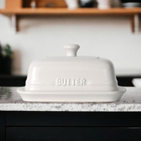 MAIA Ceramic 5.5 oz Butter Crock for Counter with Water Butter Spreader Holder for Spreadable Butter French Butter Dish with Lid Butter Keeper on Kitchen Counter Red Kitchen Décor in Saudi Arabia