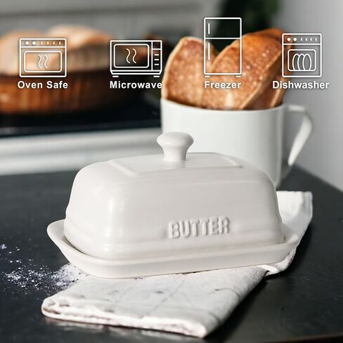 MAIA Ceramic 5.5 oz Butter Crock for Counter with Water Butter Spreader Holder for Spreadable Butter French Butter Dish with Lid Butter Keeper on Kitchen Counter Red Kitchen Décor in Saudi Arabia