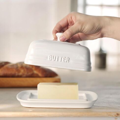 MAIA Ceramic 5.5 oz Butter Crock for Counter with Water Butter Spreader Holder for Spreadable Butter French Butter Dish with Lid Butter Keeper on Kitchen Counter Red Kitchen Décor in Saudi Arabia
