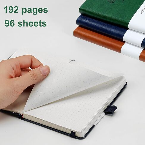 Homemars Small Notebook ، دفتر جيب ، 3 عبوات ، دفتر Notebook A6 ، فارغ ، 3.7 "× 5.7" جلدي ، بني ، أخضر ، أزرق ، 192 صفحة ، غلاف ، مجلة ميني Notepad ، تصميم الأشجار 80gsm in Kuwait