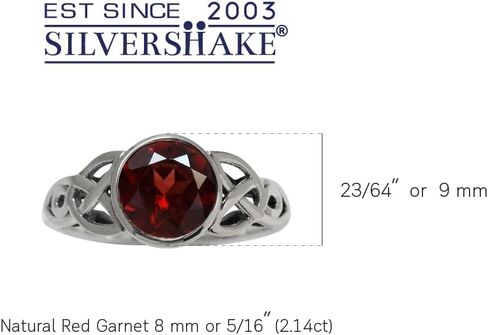 Silvershake 8MM Round Genuine Gemstone 925 Sterling Silver Trinity Triquetra Celtic Knot Ring in Saudi Arabia