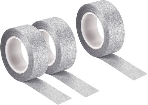 MECCANIXITY 0.6inch x 32.8ft Glitter Tape, Decorative Craft Tape Self Adhesive Stick 1.5cmx10m Deep Blue for Scrapbook, DIY Arts, Gift Wrapping Pack of 3 in Saudi Arabia