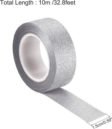 MECCANIXITY 0.6inch x 32.8ft Glitter Tape, Decorative Craft Tape Self Adhesive Stick 1.5cmx10m Deep Blue for Scrapbook, DIY Arts, Gift Wrapping Pack of 3 in Saudi Arabia