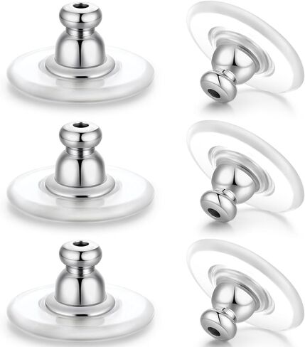Earring Backs for Heavy Droopy Earrings - 12mm/0.47 Inch Large Secure Locking Backs for Women & Men for Any Occasion, Durable and Stylish Earring Backing Replacement for Studs, Silver 6 PCS in Saudi Arabia