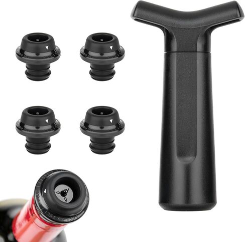 mafiti Set of 4 Wine Stoppers, Wine Bottle Stopper with Built-in Vacuum Wine Saver Pump Food-safe Silicone Caps, Keep Wine Fresh Up to a Week in Kuwait