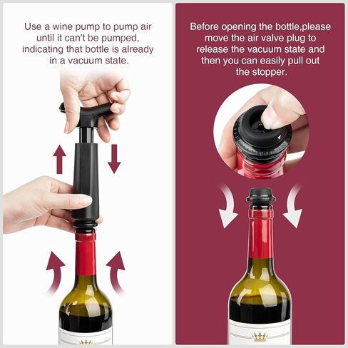 mafiti Set of 4 Wine Stoppers, Wine Bottle Stopper with Built-in Vacuum Wine Saver Pump Food-safe Silicone Caps, Keep Wine Fresh Up to a Week in Kuwait