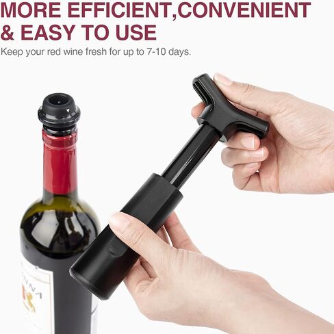 mafiti Set of 4 Wine Stoppers, Wine Bottle Stopper with Built-in Vacuum Wine Saver Pump Food-safe Silicone Caps, Keep Wine Fresh Up to a Week in Kuwait