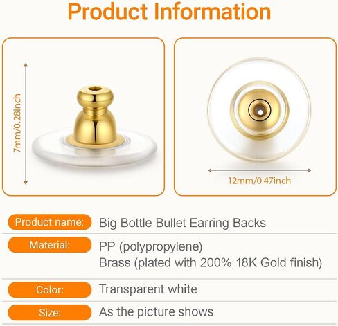 Earring Backs for Heavy Droopy Earrings - 12mm/0.47 Inch Large Secure Locking Backs for Women & Men for Any Occasion, Durable and Stylish Earring Backing Replacement for Studs, Silver 6 PCS in Saudi Arabia
