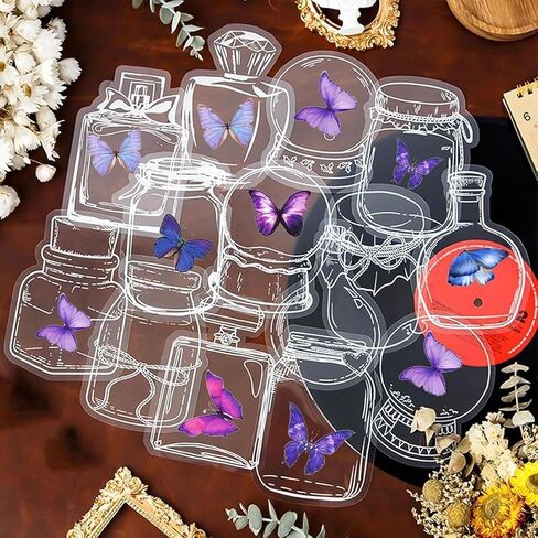 63pcs/مجموعة مرجعية مرجعية زهرة مجففة DIY ، علامات دفتر زهرة مضغوطة شفافة مصنوعة يدويًا ، مجموعة مخصصة لعلامات زجاجة زجاجة مخصصة لعلامات الزجاجة ، والهدايا (الزجاجة ، زهرة أ) in Kuwait