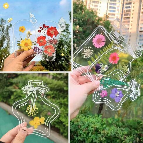 63pcs/مجموعة مرجعية مرجعية زهرة مجففة DIY ، علامات دفتر زهرة مضغوطة شفافة مصنوعة يدويًا ، مجموعة مخصصة لعلامات زجاجة زجاجة مخصصة لعلامات الزجاجة ، والهدايا (الزجاجة ، زهرة أ) in Kuwait