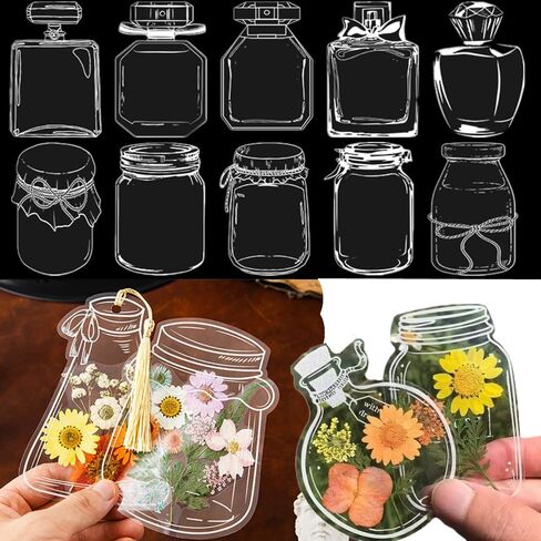 63pcs/مجموعة مرجعية مرجعية زهرة مجففة DIY ، علامات دفتر زهرة مضغوطة شفافة مصنوعة يدويًا ، مجموعة مخصصة لعلامات زجاجة زجاجة مخصصة لعلامات الزجاجة ، والهدايا (الزجاجة ، زهرة أ) in Kuwait