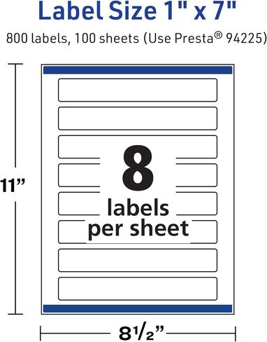 Avery TrueBlock Matte White Rectangle Labels with Sure Feed, 1" x 7", 80 Matte White Labels, Print-to-The-Edge, Laser/Inkjet Printable Labels, Great for Packaging and Product Labels in Saudi Arabia