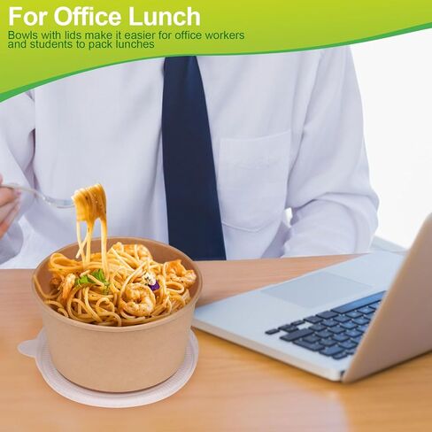 أوعية شوربة للاستعمال مرة واحدة من جرين سايت، 42 أونصة، 50 وعاء ورقي مع أغطية، أوعية سلطة كبيرة، أوعية تقديم شديدة التحمل للطعام الساخن/البارد in Kuwait