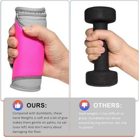 أوزان اليد للنساء والرجال 1 رطل 2 رطل 3 رطل 4 رطل لكل وزن، مجموعة دمبل ناعمة مكونة من 2 دمبل قابل للفصل وزن المشي مع حزام اليد للتمارين الرياضية المنزلية والجري والعلاج الطبيعي in Kuwait