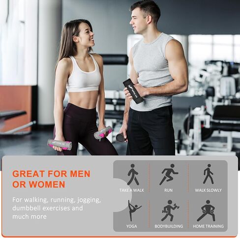 أوزان اليد للنساء والرجال 1 رطل 2 رطل 3 رطل 4 رطل لكل وزن، مجموعة دمبل ناعمة مكونة من 2 دمبل قابل للفصل وزن المشي مع حزام اليد للتمارين الرياضية المنزلية والجري والعلاج الطبيعي in Kuwait