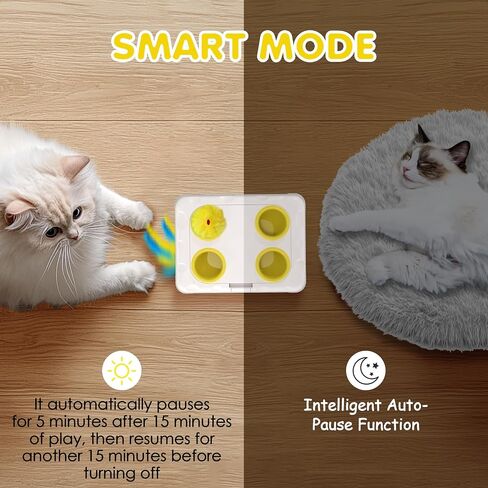Cat Toys, 2 in1 Automatic Interactive Cat Toys for Indoor Cats, 4 Holes Mice Whack a Mole Cat Mouse Toy with Moving Feather, Rechargeable USB Power Kitten Feather Toys for All Breeds (Green) in Saudi Arabia