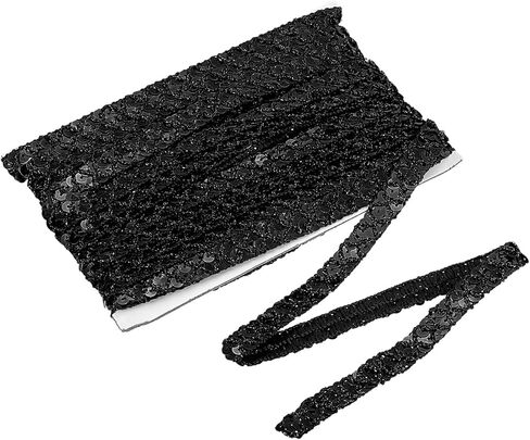 uxcell 14 Yards Sequins Trim Ribbon 0.6 Inch Sequin Gimp Braid Trim Beaded Lace Ribbon Paillette Fabric Flat Trims Strips for Crafts Sewing Clothes Home Party Decoration, Black in Kuwait