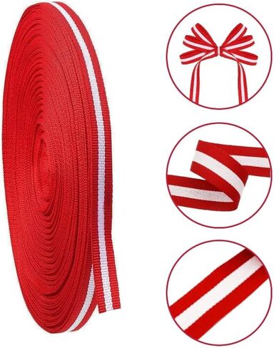 Red White and Blue Patriotic Ribbon, 3/8 Inch x 55 Yards American Flag Striped Grosgrain Belt,Double Face Polyester Colorful Ribbon for Memorial Day Gift Wrapping in Kuwait