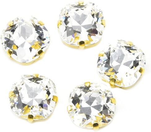 Brass Gold Setting Sew On Rhinestones, 36PCS Mixed Color Sew On K9 Glass Rhinestone Sewing Claw Rhinestone for Soldering Jewelry, Craft, Clothes, Garments (12mm, Champagne) in Saudi Arabia