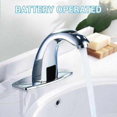 Touchless Bathroom Sink Faucet - Automatic Motion Sensor Restroom Toilet Faucet - Battery or 110V AC Operated for Commercial Lavatory, Brushed Nickel in Saudi Arabia